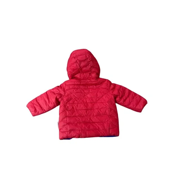 Ralph Lauren Baby Reversible Puffer Jacket Red Blue Hooded Cozy Preppy Size 9M - Picture 2 of 5